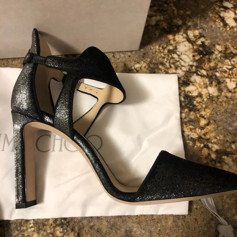 Never been worn Jimmy Choo Moon 100 Metallic Velvet.  Size 37.5 - Picture 2 of 5